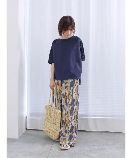 Samansa Mos2 blue(サマンサモスモスブルー)の「楊柳プリントワイドパンツ(その他パンツ・レディース・ブラック/ネイビー/ベージュ・F)」の16枚目の写真