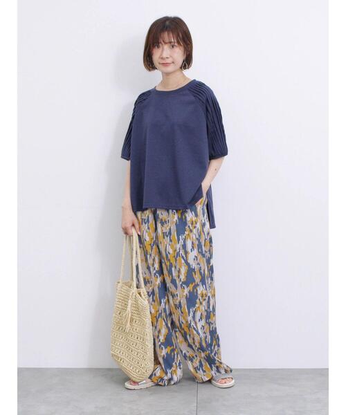 Samansa Mos2 blue(サマンサモスモスブルー)の「楊柳プリントワイドパンツ(その他パンツ・レディース・ブラック/ネイビー/ベージュ・F)」の15枚目の写真