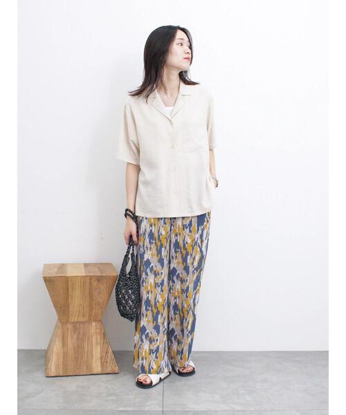 Samansa Mos2 blue(サマンサモスモスブルー)の「楊柳プリントワイドパンツ(その他パンツ・レディース・ブラック/ネイビー/ベージュ・F)」の13枚目の写真