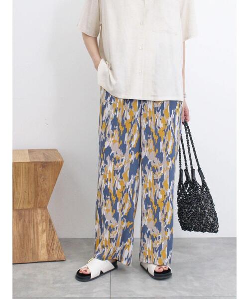 Samansa Mos2 blue(サマンサモスモスブルー)の「楊柳プリントワイドパンツ(その他パンツ・レディース・ブラック/ネイビー/ベージュ・F)」の12枚目の写真