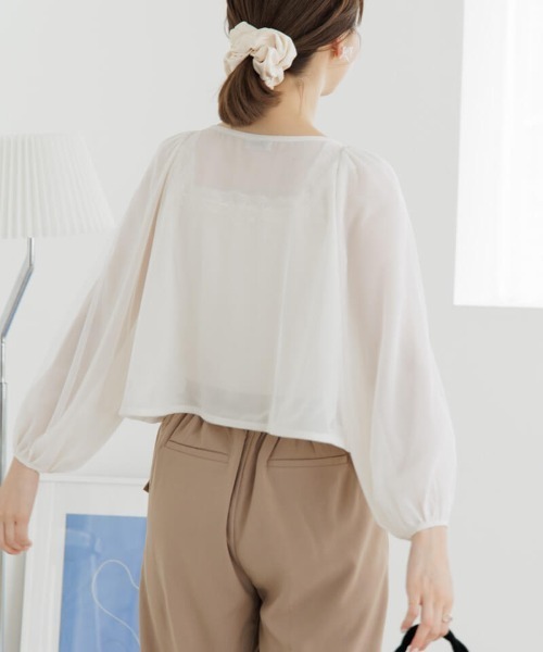 flower（フラワー）の「スウィートチュールブラウス（シャツ/ブラウス・レディース・ピンク/アイボリー・FREE）」の5枚目の写真