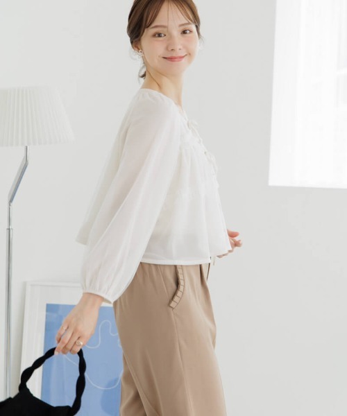 flower（フラワー）の「スウィートチュールブラウス（シャツ/ブラウス・レディース・ピンク/アイボリー・FREE）」の6枚目の写真