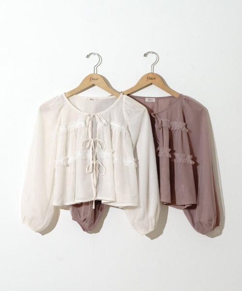 flower（フラワー）の「スウィートチュールブラウス（シャツ/ブラウス・レディース・ピンク/アイボリー・FREE）」の15枚目の写真