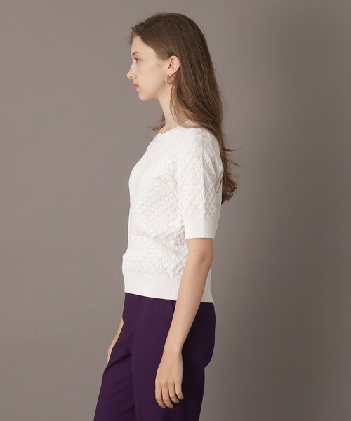 DRESSTERIOR（ドレステリア）の「【洗える/4色展開】レース編みハーフスリーブニット（ニット/セーター・レディース・オフホワイト/ブラック/レッド系1/グリーン・34/36/38）」の7枚目の写真