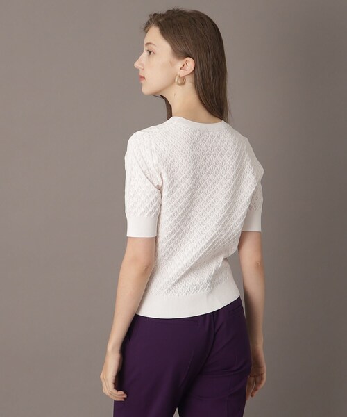 DRESSTERIOR（ドレステリア）の「【洗える/4色展開】レース編みハーフスリーブニット（ニット/セーター・レディース・オフホワイト/ブラック/レッド系1/グリーン・34/36/38）」の8枚目の写真