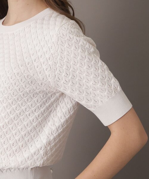 DRESSTERIOR（ドレステリア）の「【洗える/4色展開】レース編みハーフスリーブニット（ニット/セーター・レディース・オフホワイト/ブラック/レッド系1/グリーン・34/36/38）」の12枚目の写真