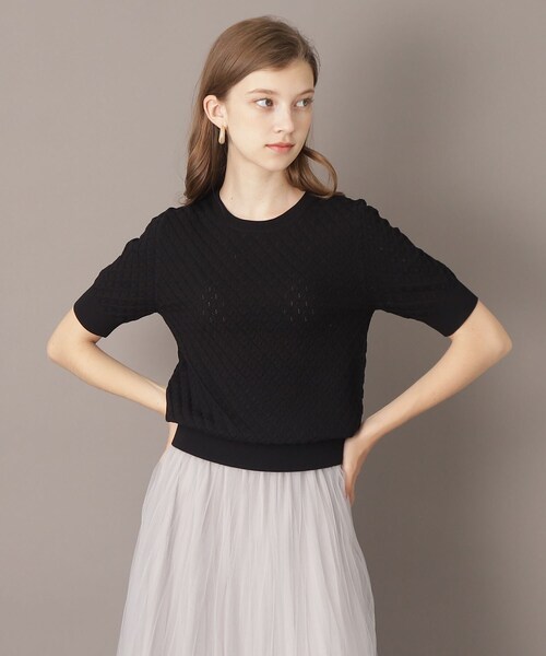 DRESSTERIOR（ドレステリア）の「【洗える/4色展開】レース編みハーフスリーブニット（ニット/セーター・レディース・オフホワイト/ブラック/レッド系1/グリーン・34/36/38）」の16枚目の写真