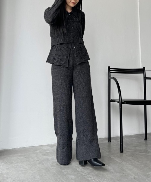 WILLFULLY（ウィルフリー）の「sheer crochet collar knit piping bustier set（ニット/セーター・レディース・チャコールグレー/ナチュラル/ミックスグレー・FREE）」の15枚目の写真