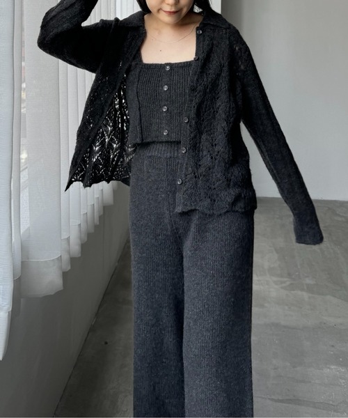 WILLFULLY（ウィルフリー）の「sheer crochet collar knit piping bustier set（ニット/セーター・レディース・チャコールグレー/ナチュラル/ミックスグレー・FREE）」の19枚目の写真