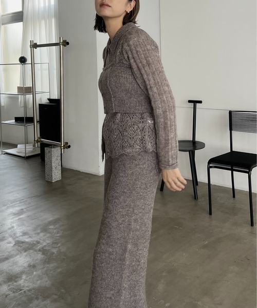 WILLFULLY（ウィルフリー）の「sheer crochet collar knit piping bustier set（ニット/セーター・レディース・チャコールグレー/ナチュラル/ミックスグレー・FREE）」の11枚目の写真