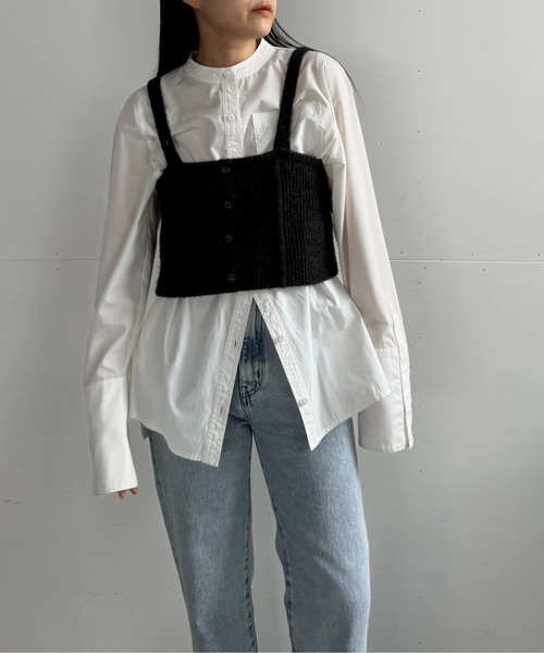 WILLFULLY（ウィルフリー）の「sheer crochet collar knit piping bustier set（ニット/セーター・レディース・チャコールグレー/ナチュラル/ミックスグレー・FREE）」の22枚目の写真