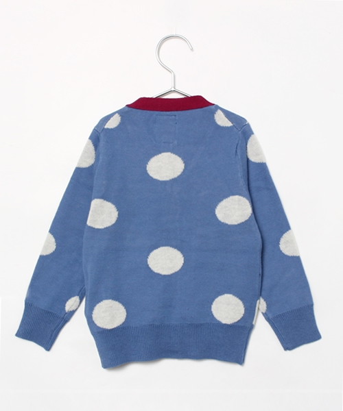 RUGGEDWORKS（ラゲッドワークス）の「ドットVネックニットカーディガン(80～140㎝)（ニット/セーター・キッズ・ネイビー/ブルー・100cm/90cm/140cm/110cm/120cm/130cm/80ｃｍ）」の3枚目の写真