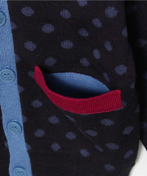 RUGGEDWORKS（ラゲッドワークス）の「ドットVネックニットカーディガン(80～140㎝)（ニット/セーター・キッズ・ネイビー/ブルー・100cm/90cm/140cm/110cm/120cm/130cm/80ｃｍ）」の9枚目の写真