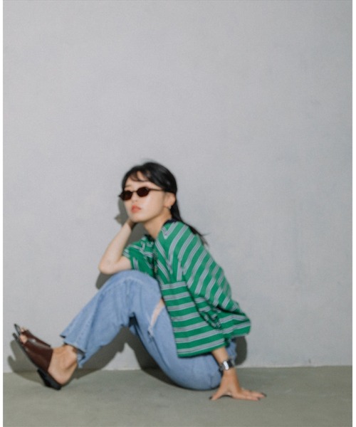 SUWDEE(スーディー)の「border loose tee(Tシャツ/カットソー・レディース・グレー/グリーン・FREE)」の6枚目の写真