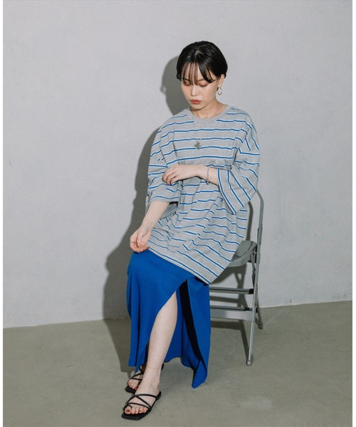 SUWDEE(スーディー)の「border loose tee(Tシャツ/カットソー・レディース・グレー/グリーン・FREE)」の13枚目の写真