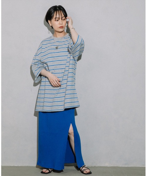 SUWDEE(スーディー)の「border loose tee(Tシャツ/カットソー・レディース・グレー/グリーン・FREE)」の9枚目の写真