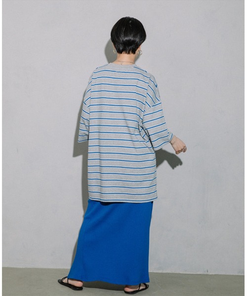 SUWDEE(スーディー)の「border loose tee(Tシャツ/カットソー・レディース・グレー/グリーン・FREE)」の11枚目の写真