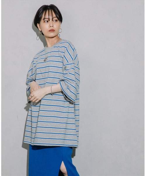 SUWDEE(スーディー)の「border loose tee(Tシャツ/カットソー・レディース・グレー/グリーン・FREE)」の10枚目の写真
