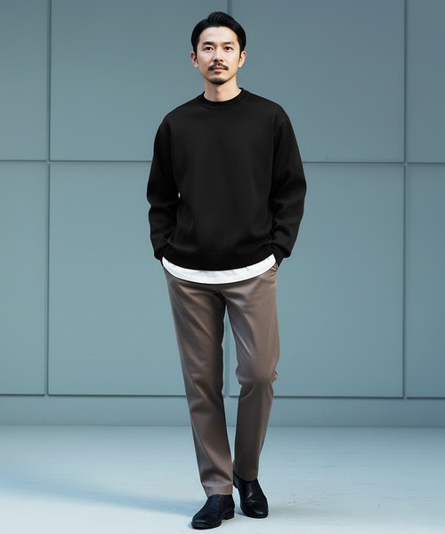 【新品未使用】ブリーフィング ウォッシャブル 半袖クルーネックニット L 黒 セール】パフカルウォッシャブルミラノリブクルーネックニットセーター