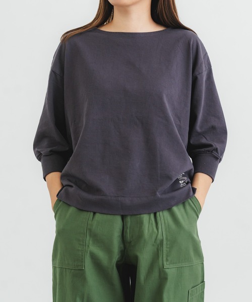 quadro(クオドロ)の「スーパーインレイ7分袖ボートネックプルオーバー(Tシャツ/カットソー・レディース・スミクロ/ブロンズ/グレー/グレー系/グリーン/ダークブルー・FREE)」の4枚目の写真