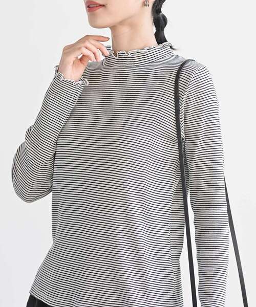 rps（アールピーエス）の「襟シャーリングメローカットソー（Tシャツ/カットソー・レディース・モカ/ブラック/その他/オフホワイト/グレー・フリー）」の5枚目の写真