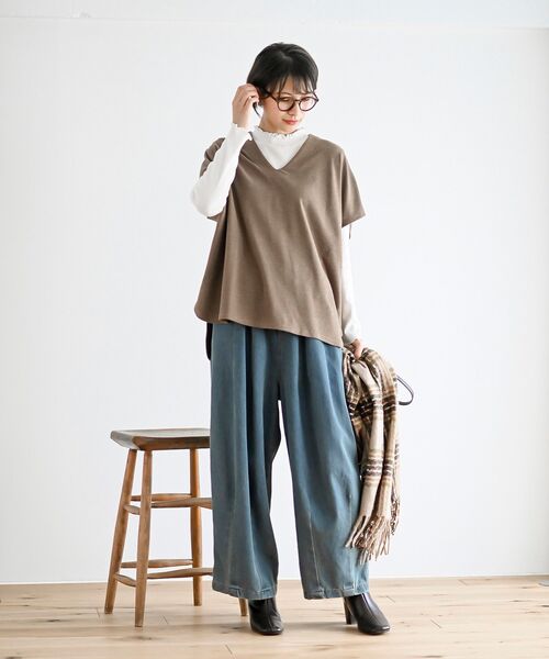 rps（アールピーエス）の「襟シャーリングメローカットソー（Tシャツ/カットソー・レディース・モカ/ブラック/その他/オフホワイト/グレー・フリー）」の20枚目の写真