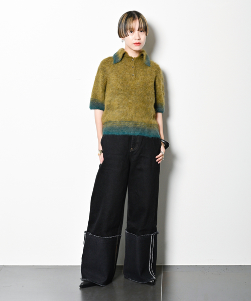 LIVINGTONE(リヴィントーン)の「LIVINGTONE DOLK TURN UP LONG LT-DOLK-07:デニムパンツ(デニムパンツ・レディース・ブラック・36/38)」の5枚目の写真