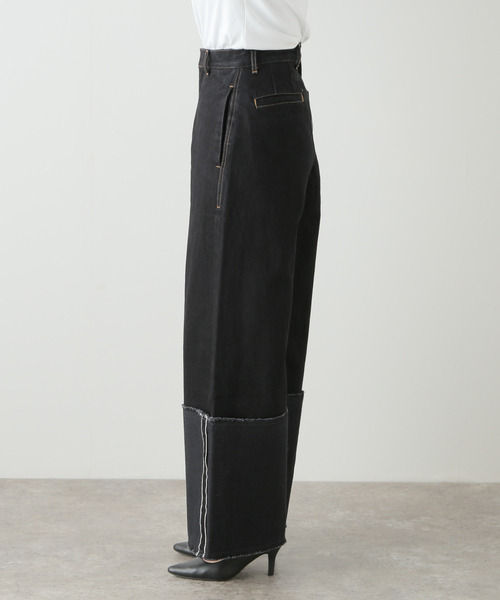 LIVINGTONE(リヴィントーン)の「LIVINGTONE DOLK TURN UP LONG LT-DOLK-07:デニムパンツ(デニムパンツ・レディース・ブラック・36/38)」の8枚目の写真