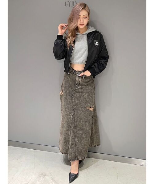 新品タグ付き/GYDA/キルティングデニムセットアップ/ジャケット&スカート GYDA ジェイダ デニム ジャケット Symmetry GYDA DAMAGE