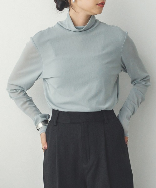 hunch（ハンチ）の「パワーネット タートルシアートップス（Tシャツ/カットソー・レディース・ブラック/グレー/ホワイト/ペールイエロー/レッド/ダークブラウン/チャコールグレー/バーガンディー/ピンク/ロイヤルブルー・FREE）」の5枚目の写真