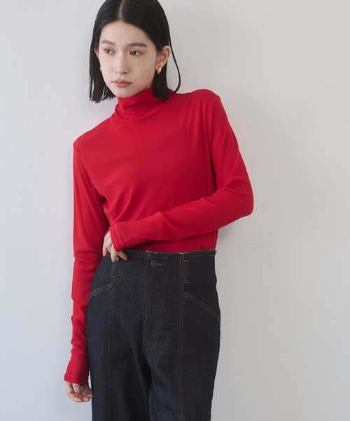 hunch（ハンチ）の「パワーネット タートルシアートップス（Tシャツ/カットソー・レディース・ブラック/グレー/ホワイト/ペールイエロー/レッド/ダークブラウン/チャコールグレー/バーガンディー/ピンク/ロイヤルブルー・FREE）」の9枚目の写真