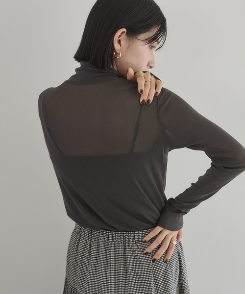 hunch（ハンチ）の「パワーネット タートルシアートップス（Tシャツ/カットソー・レディース・ブラック/グレー/ホワイト/ペールイエロー/レッド/ダークブラウン/チャコールグレー/バーガンディー/ピンク/ロイヤルブルー・FREE）」の4枚目の写真