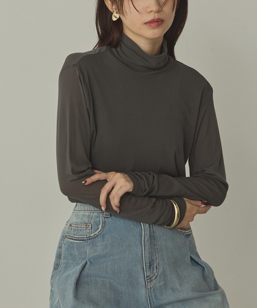 hunch（ハンチ）の「パワーネット タートルシアートップス（Tシャツ/カットソー・レディース・ブラック/グレー/ホワイト/ペールイエロー/レッド/ダークブラウン/チャコールグレー/バーガンディー/ピンク/ロイヤルブルー・FREE）」の11枚目の写真