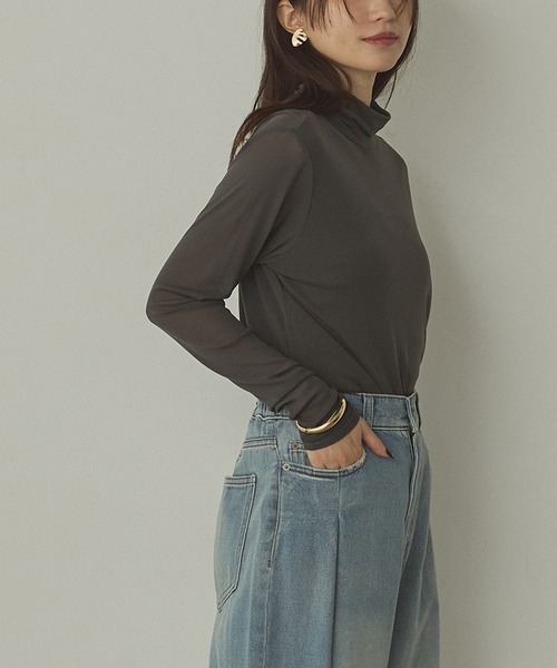 hunch（ハンチ）の「パワーネット タートルシアートップス（Tシャツ/カットソー・レディース・ブラック/グレー/ホワイト/ペールイエロー/レッド/ダークブラウン/チャコールグレー/バーガンディー/ピンク/ロイヤルブルー・FREE）」の12枚目の写真