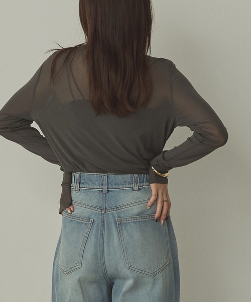 hunch（ハンチ）の「パワーネット タートルシアートップス（Tシャツ/カットソー・レディース・ブラック/グレー/ホワイト/ペールイエロー/レッド/ダークブラウン/チャコールグレー/バーガンディー/ピンク/ロイヤルブルー・FREE）」の13枚目の写真