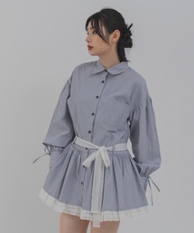 【Calon mie】レースベルトストライプシャツチュニック/WEB/EC限定商品