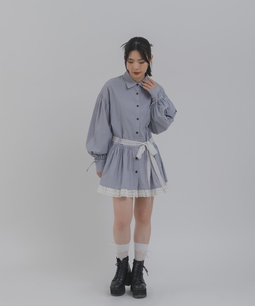 Calon mie(カロンミー)の「【Calon mie】レースベルトストライプシャツチュニック/WEB/EC限定商品(シャツ/ブラウス・レディース・ライトブルー/アイボリー・FREE)」の19枚目の写真