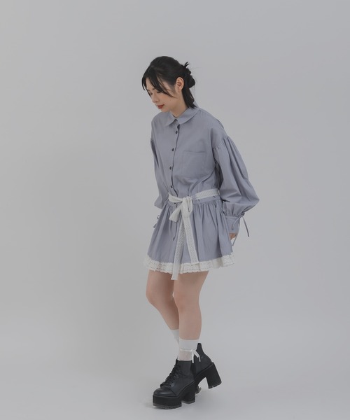 Calon mie(カロンミー)の「【Calon mie】レースベルトストライプシャツチュニック/WEB/EC限定商品(シャツ/ブラウス・レディース・ライトブルー/アイボリー・FREE)」の20枚目の写真