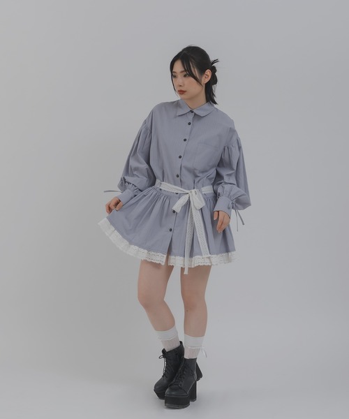 ♦ラストセール♦❋芽風❋センソユニコ黒とグレーのストライプ長袖チュニック Sensounico（センソユニコ） 芽風 生成グレー抽象柄 フレアパンツ