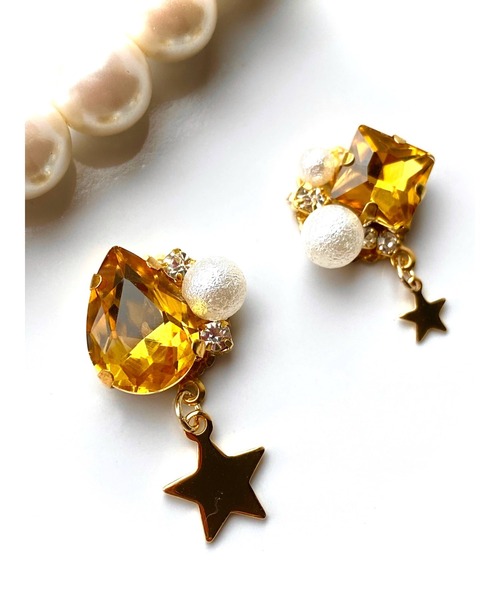 VIBGYOR（ヴィブジョー）の「【MUURABBTI】星のキラキラビジューピアス(MA)（ピアス（両耳用）・レディース・バイオレット/その他1/アクア/その他/エメラルド/その他2・FREE）」の4枚目の写真