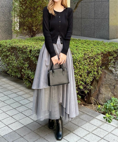 clear（クリア）の「肩リボンニットカーディガン[オフィスカジュアル 着回し抜群 大人]≪再入荷≫（カーディガン/ボレロ・レディース・アイボリー/ブラック/イエロー/グレー・F）」の16枚目の写真