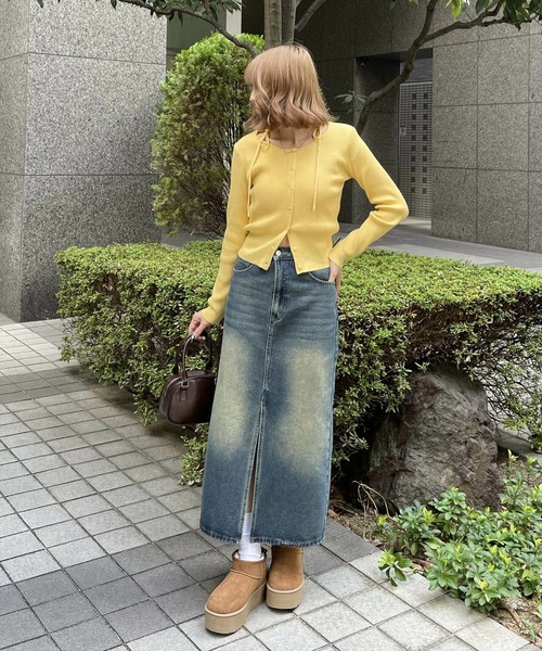 clear（クリア）の「肩リボンニットカーディガン[オフィスカジュアル 着回し抜群 大人]≪再入荷≫（カーディガン/ボレロ・レディース・アイボリー/ブラック/イエロー/グレー・F）」の17枚目の写真