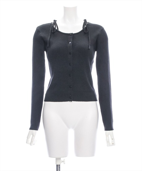 clear（クリア）の「肩リボンニットカーディガン[オフィスカジュアル 着回し抜群 大人]≪再入荷≫（カーディガン/ボレロ・レディース・アイボリー/ブラック/イエロー/グレー・F）」の7枚目の写真