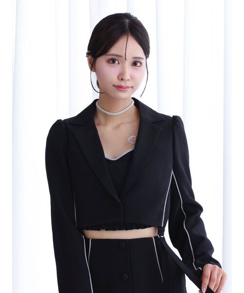 EATME（イートミー）の「ヘムガータージャケット（セットアップ可能）（テーラードジャケット・レディース・ブラック/ピンク・FREE）」の7枚目の写真