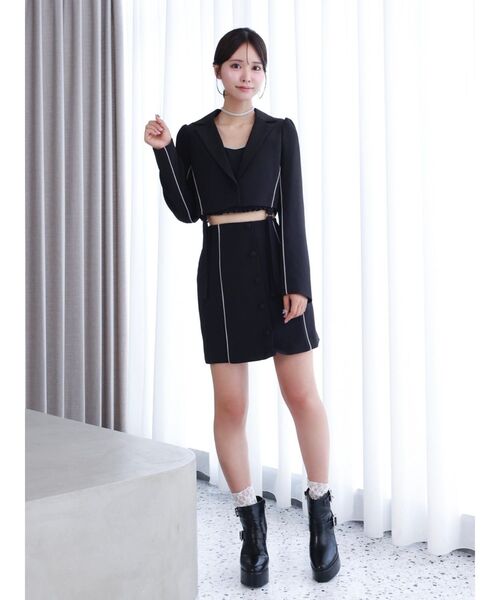 EATME（イートミー）の「ヘムガータージャケット（セットアップ可能）（テーラードジャケット・レディース・ブラック/ピンク・FREE）」の9枚目の写真