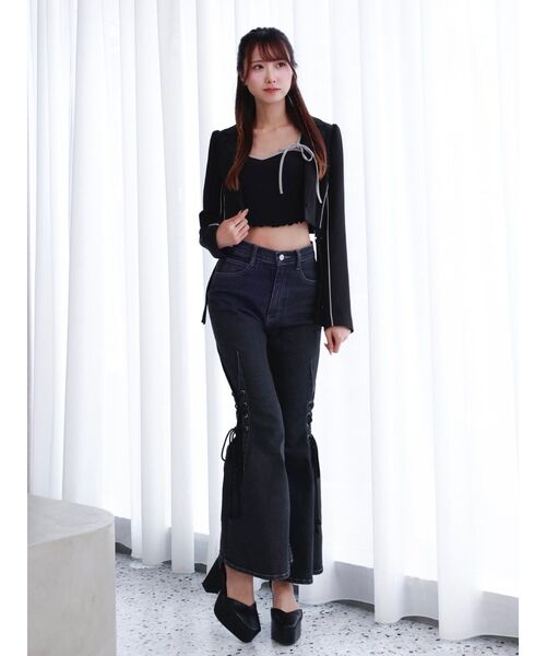 EATME（イートミー）の「ヘムガータージャケット（セットアップ可能）（テーラードジャケット・レディース・ブラック/ピンク・FREE）」の13枚目の写真