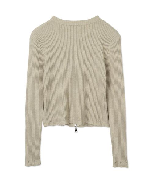 dispark（ディスパーク）の「DISPARK/シンプルロゴWZIPニット（カーディガン/ボレロ・レディース・カーキ/アイボリー・FREE）」の13枚目の写真