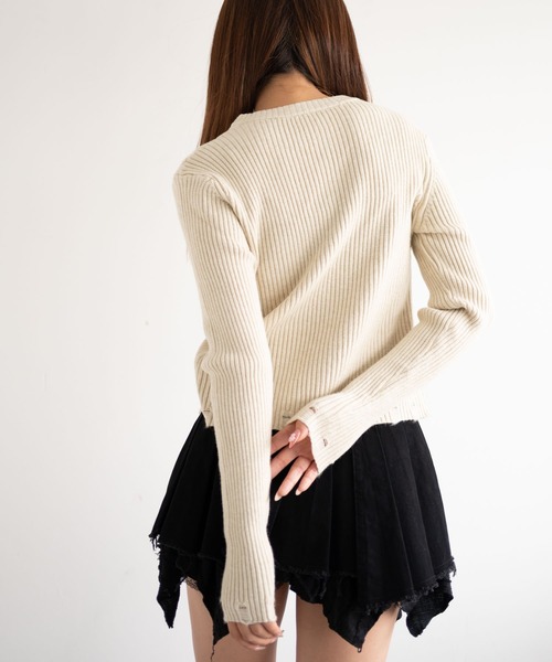 dispark（ディスパーク）の「DISPARK/シンプルロゴWZIPニット（カーディガン/ボレロ・レディース・カーキ/アイボリー・FREE）」の6枚目の写真