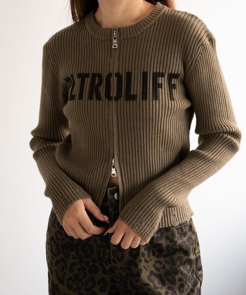 dispark（ディスパーク）の「DISPARK/シンプルロゴWZIPニット（カーディガン/ボレロ・レディース・カーキ/アイボリー・FREE）」の8枚目の写真