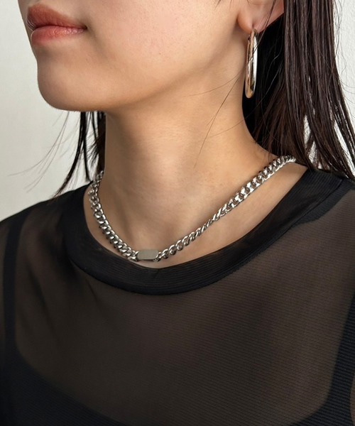 セール】【UNISEX】 プレートチェーンネックレス シルバー